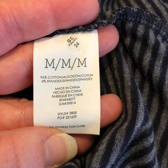 Cabi Wonder Tee navy gray striped long sleeve knit top size Medium #3808 - Picture 6 of 13